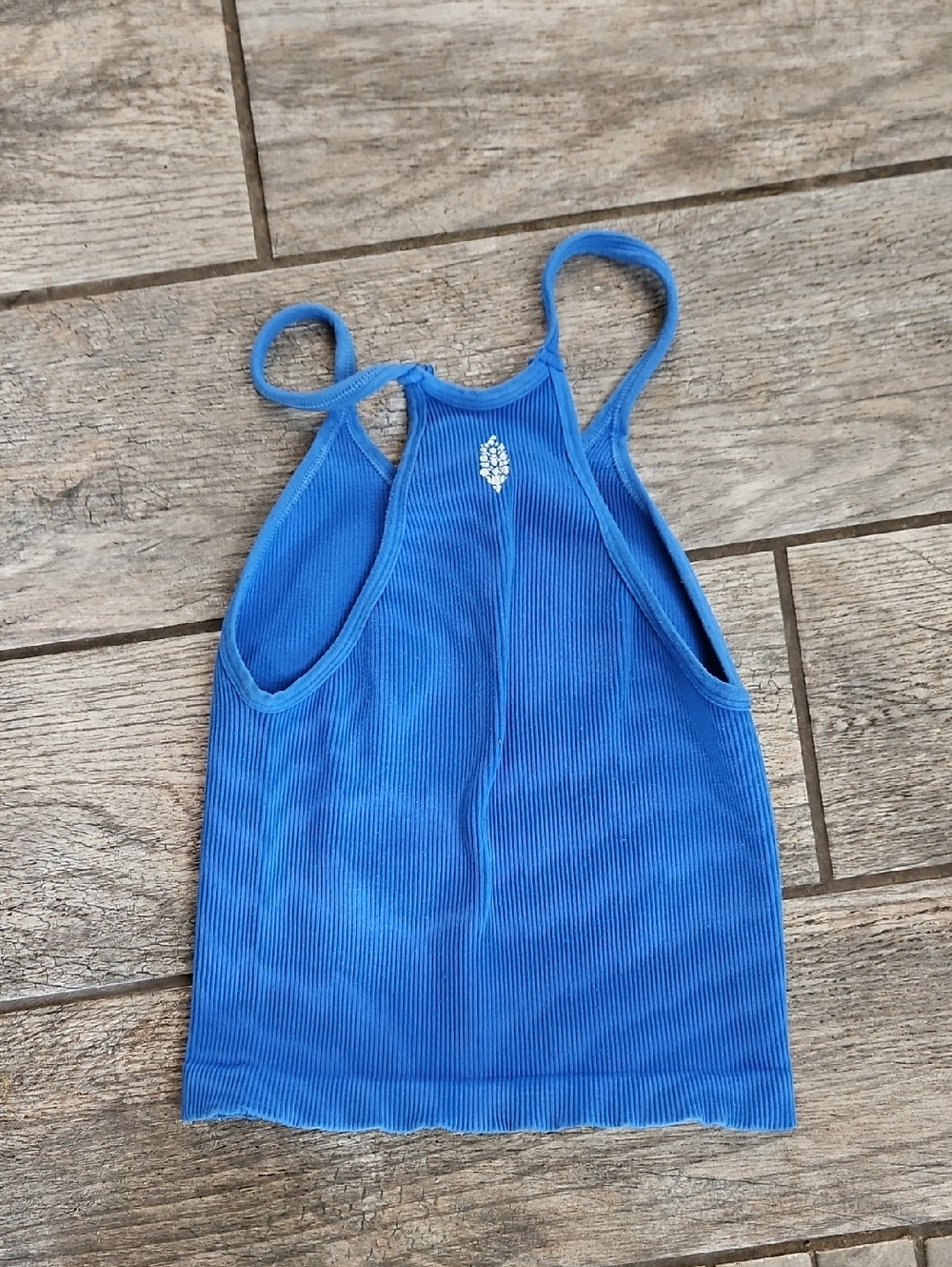 Free People Blue Ribbed Tank Top Size Small - Picture 2 of 2